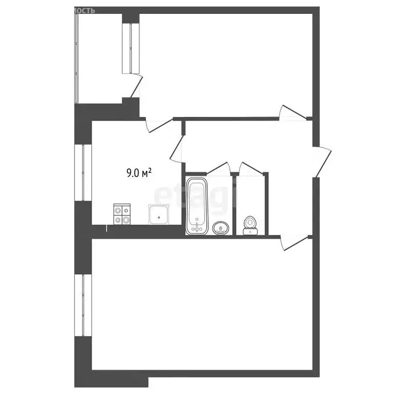 2-комнатная квартира: посёлок Сурок, Спортивная улица, 19 (46.9 м) - Фото 1