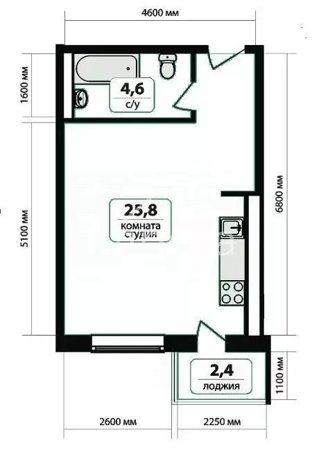Квартира-студия: Самара, Печёрская улица, 20А (30.9 м) - Фото 1