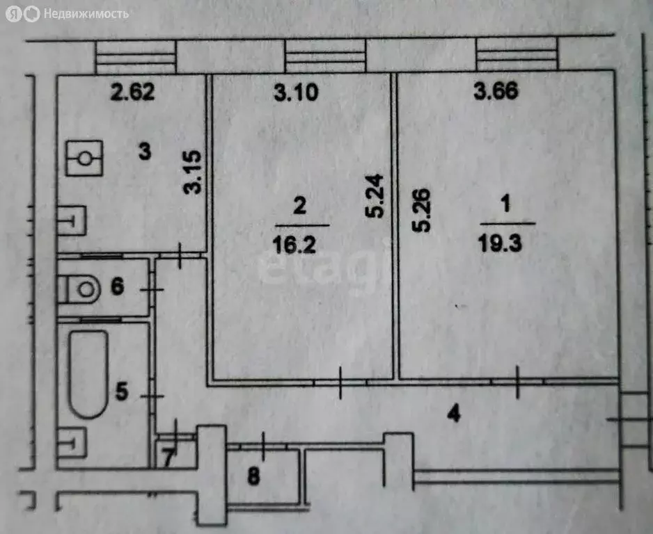 2-комнатная квартира: Зубцов, улица Пугачёва, 11 (44 м) - Фото 1