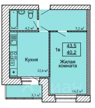 1-к кв. Тамбовская область, Тамбов ул. Имени С.И. Савостьянова, 3 ... - Фото 0