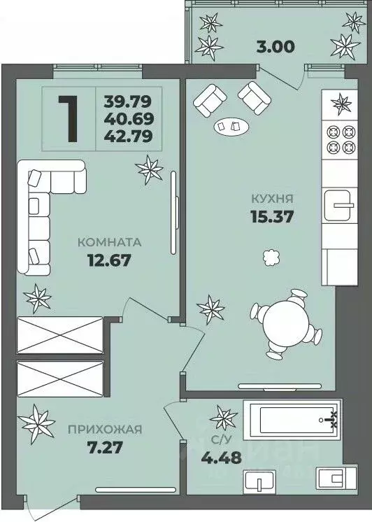 1-к кв. Калининградская область, Калининград ул. Генерала Толстикова, ... - Фото 1