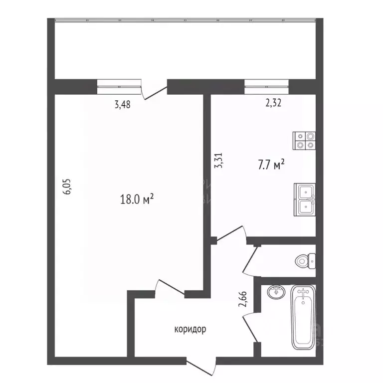 1-к кв. Тюменская область, Тюмень Харьковская ул., 48 (35.7 м) - Фото 0