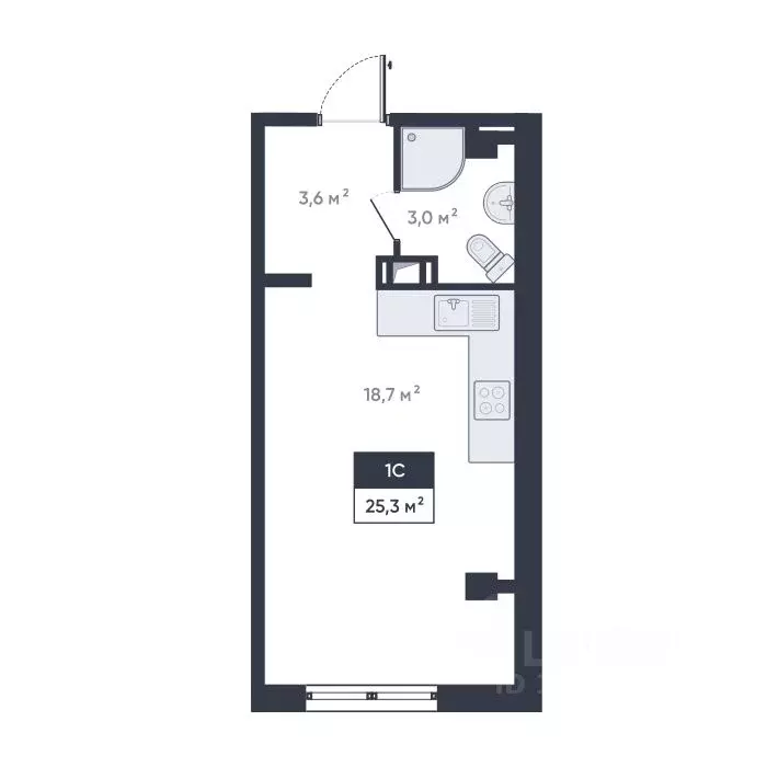 Студия Ленинградская область, Мурино Всеволожский район, Ромашки жилой ... - Фото 1
