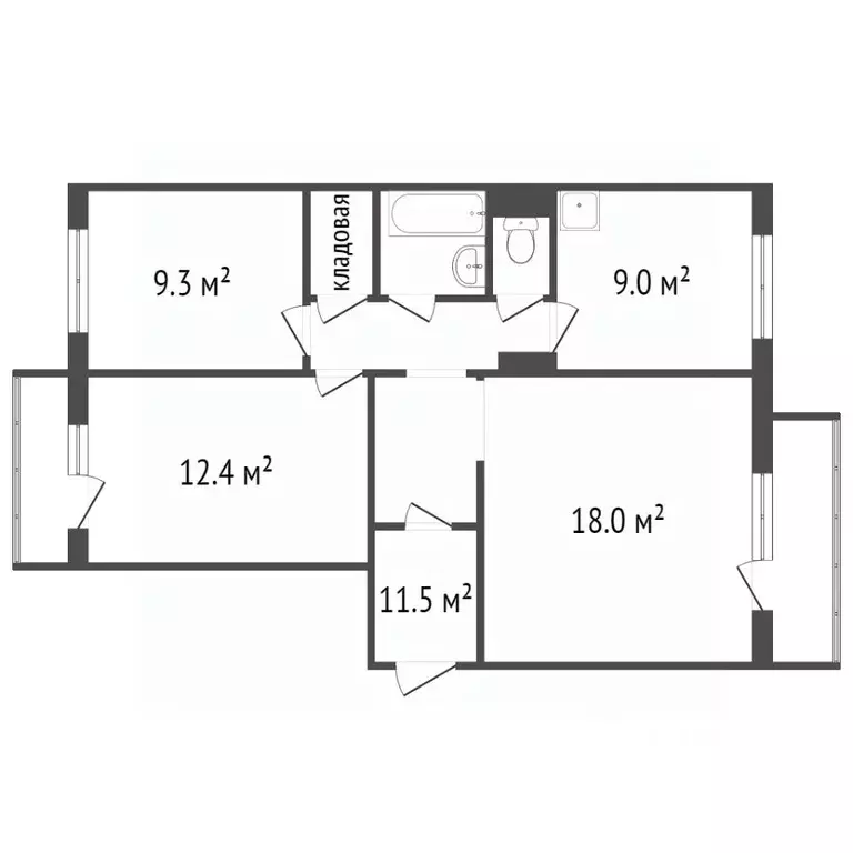 3-к кв. Красноярский край, Красноярск ул. Гусарова, 11 (61.6 м) - Фото 2