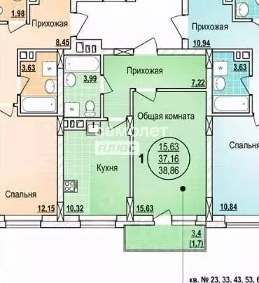 1-к кв. Новосибирская область, Новосибирск ул. Писарева, 42 (37.0 м) - Фото 1