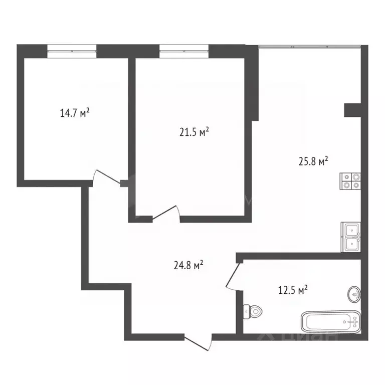 2-к кв. Тюменская область, Тюмень ул. Шиллера, 46к3 (98.0 м) - Фото 1