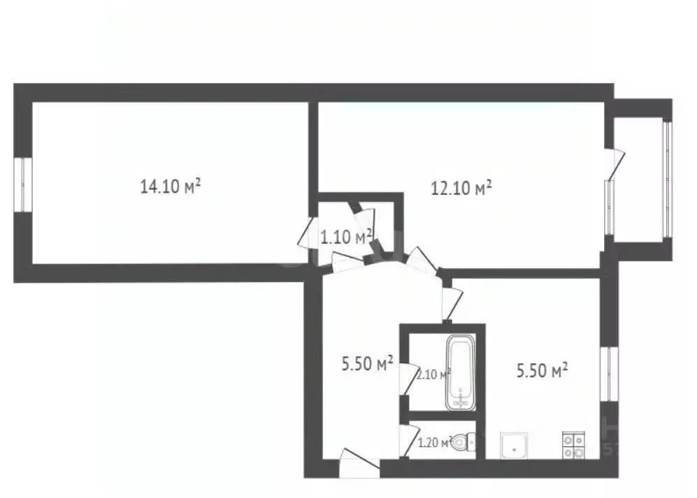 2-к кв. Воронежская область, Борисоглебск Советская ул., 119 (42.2 м) - Фото 2