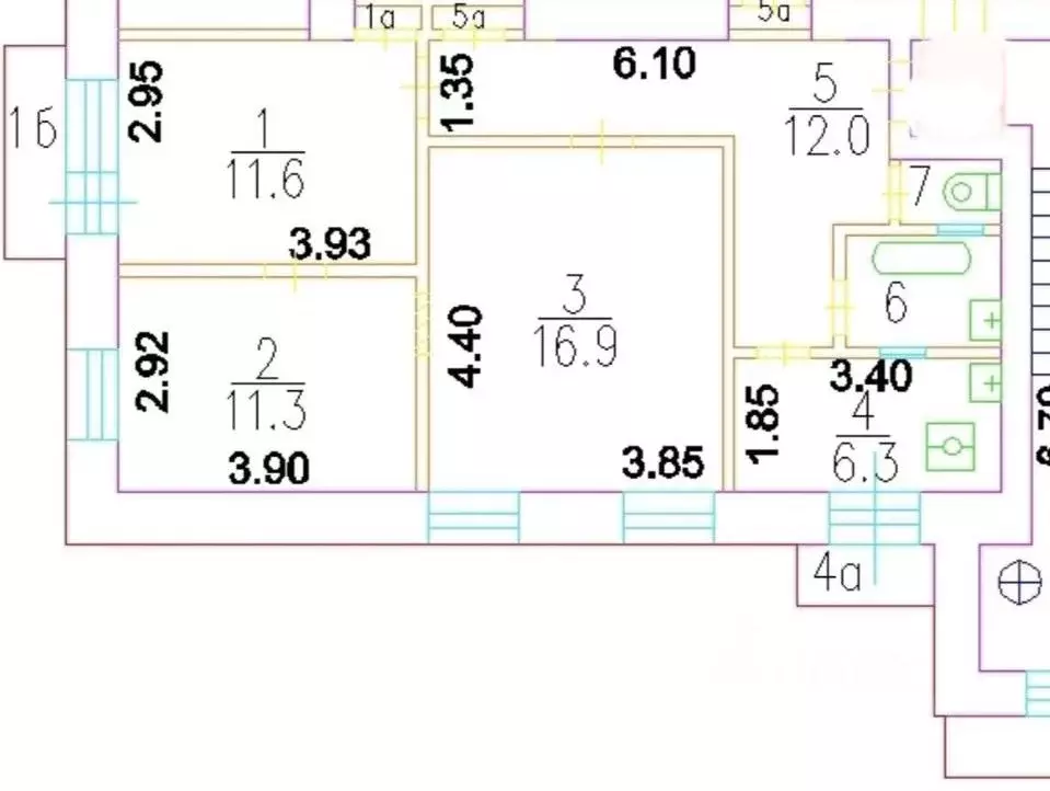 3-к кв. Москва Мытная ул., 23 (62.9 м) - Фото 2