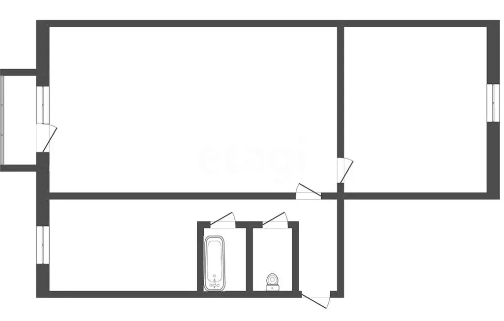 2-комнатная квартира: Междуреченск, Октябрьская улица, 12 (43.2 м) - Фото 1