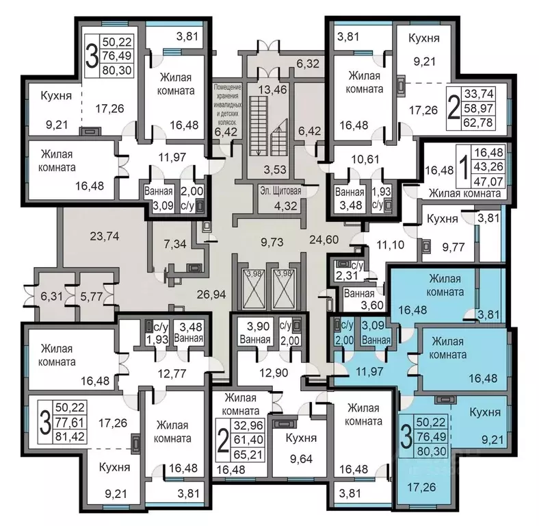 3-к кв. Калужская область, Калуга ул. Минская, 24 (80.3 м) - Фото 1