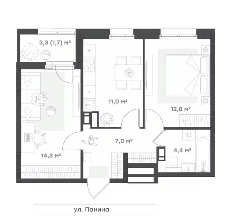 2-к кв. Ярославская область, Ярославль Тутаевское ш., 93Б (51.2 м) - Фото 1