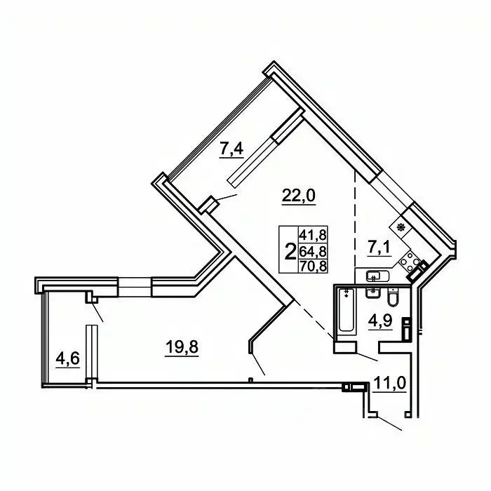 2-к кв. Приморский край, Владивосток Лесная ул., 1В/1 (70.8 м) - Фото 1