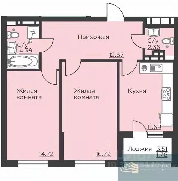 2-к кв. Воронежская область, Воронеж ул. Ломоносова, 116Б (64.3 м) - Фото 0