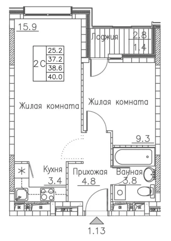 2-к кв. Приморский край, Владивосток ул. Расула Гамзатова, 7к2 (40.0 ... - Фото 0