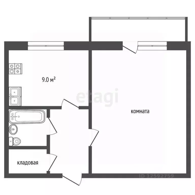 1-к кв. Тамбовская область, Тамбов ул. Рылеева, 98 (37.9 м) - Фото 1