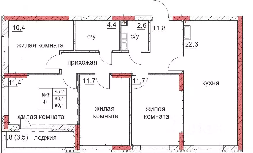 4-к кв. Нижегородская область, Дзержинск Комсомольский мкр,  (90.1 м) - Фото 0