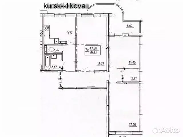 3-к кв. Курская область, Курск просп. Анатолия Дериглазова, 83 (78.0 ... - Фото 2