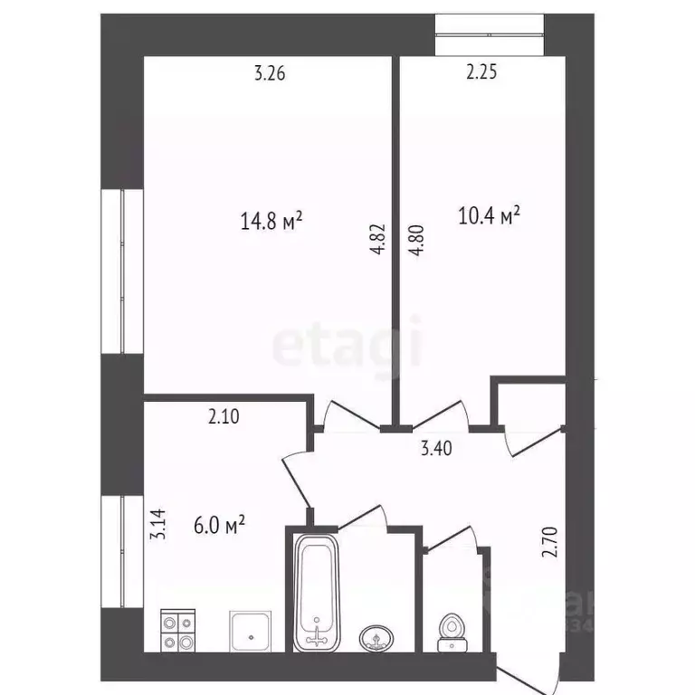 2-к кв. Тюменская область, Тюмень Мелиораторов мкр, ул. Мелиораторов, ... - Фото 1