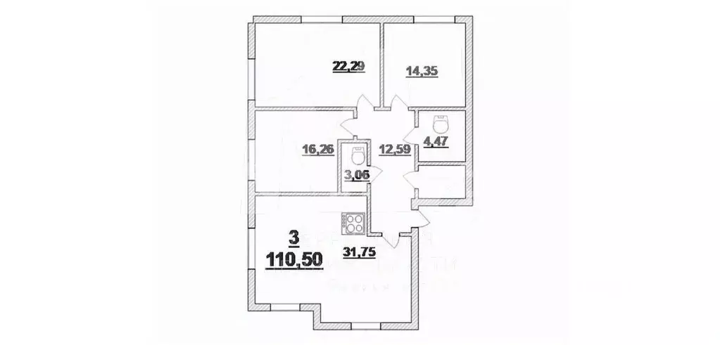 3-к кв. Калининградская область, Калининград ул. Ватутина, 17 (113.0 ... - Фото 1