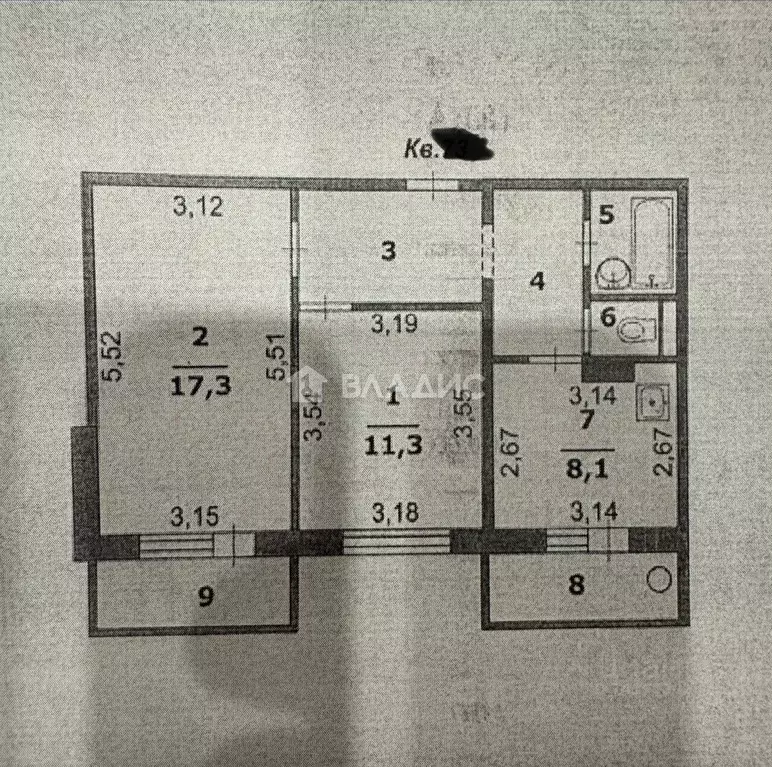 2-к кв. Белгородская область, Белгород ул. Есенина, 54 (50.2 м) - Фото 2