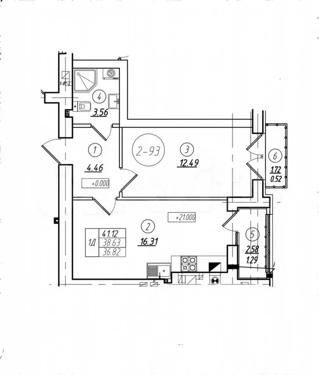 1-к. квартира, 41,1 м, 8/8 эт. - Фото 1