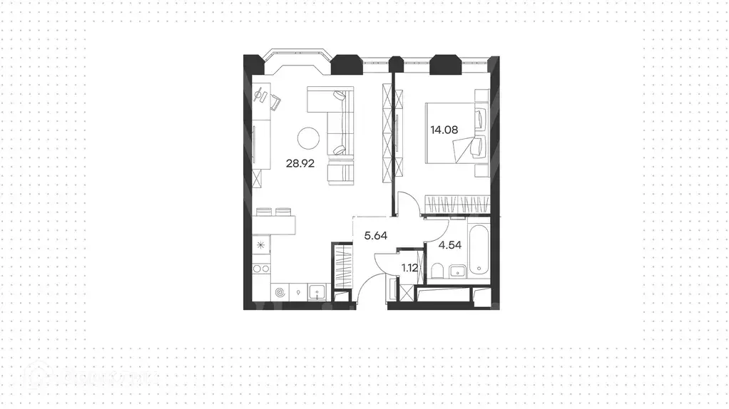 Продаётся 1-к квартира, 54.3 м - Фото 0