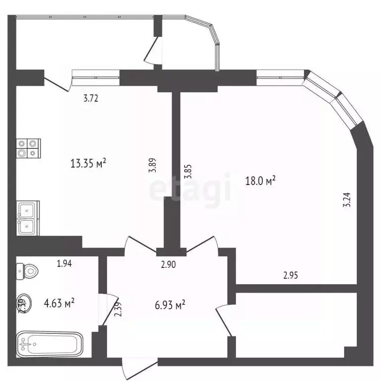 1-к кв. Ханты-Мансийский АО, Сургут ул. Мелик-Карамова, 4 (47.3 м) - Фото 1