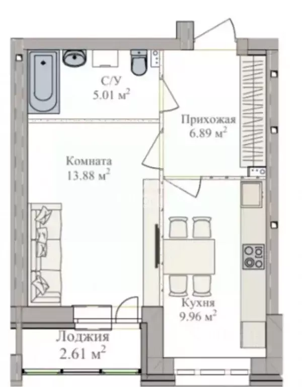 1-к кв. Пермский край, Краснокамск ул. Карла Маркса, 26 (37.05 м) - Фото 2