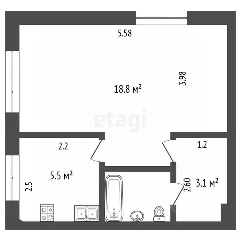 1-к кв. Калужская область, Калуга ул. Вилонова, 38 (30.0 м) - Фото 2