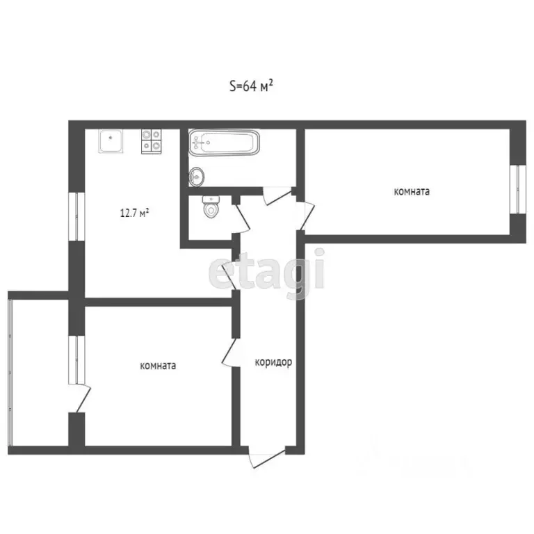2-к кв. Челябинская область, Челябинск ул. Трашутина, 33 (64.3 м) - Фото 1