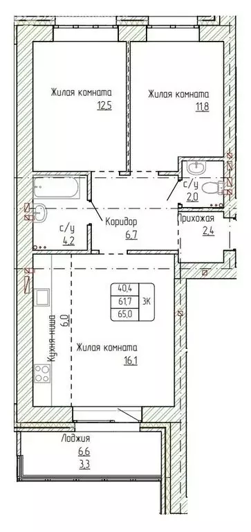 3-комнатная квартира: Новоалтайск, улица Титова, 6 (65 м) - Фото 0
