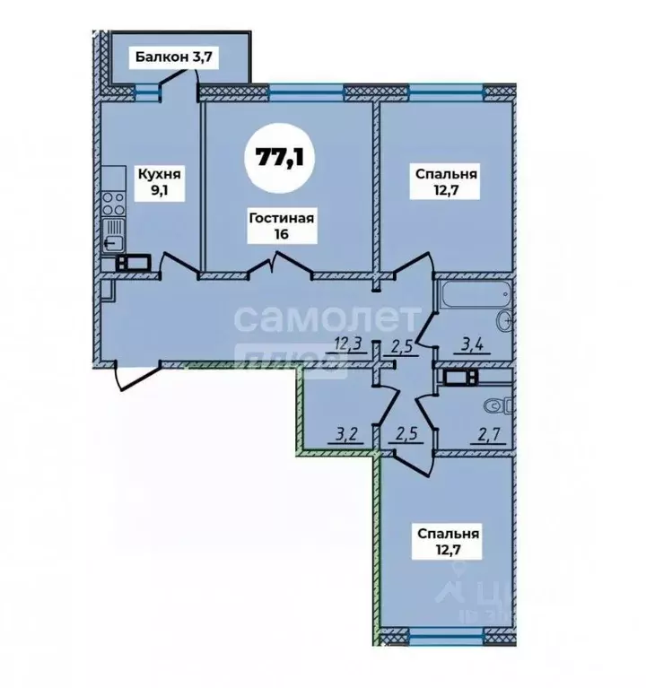 3-к кв. Бурятия, Улан-Удэ 148А мкр, 2/1 (77.1 м) - Фото 1