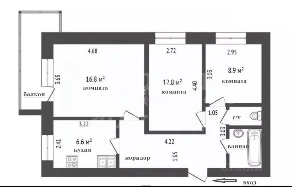 3-к кв. Тюменская область, Тюмень Шаимский проезд, 22 (63.2 м) - Фото 2