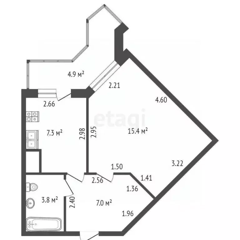 1-к кв. Санкт-Петербург просп. Юрия Гагарина, 14к6 (34.0 м) - Фото 1