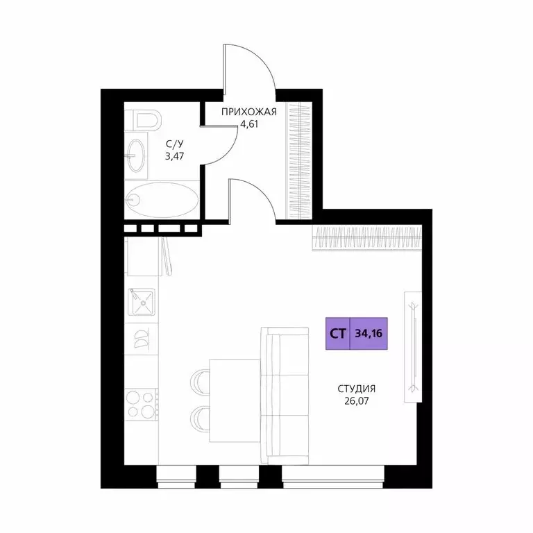 Квартира-студия: Республика Дагестан, Дербент (34.16 м) - Фото 1