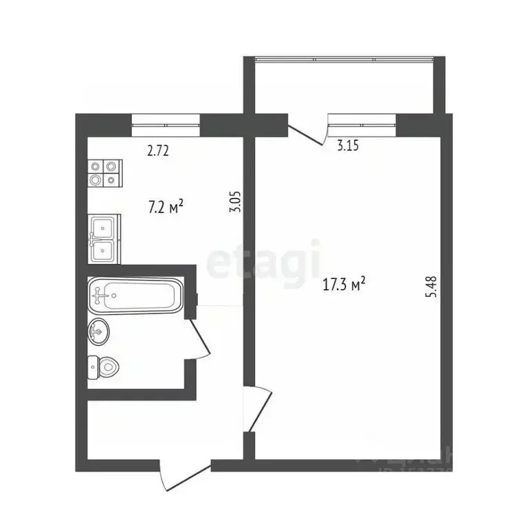 1-к кв. Ямало-Ненецкий АО, Ноябрьск Транспортная ул., 5 (32.7 м) - Фото 2