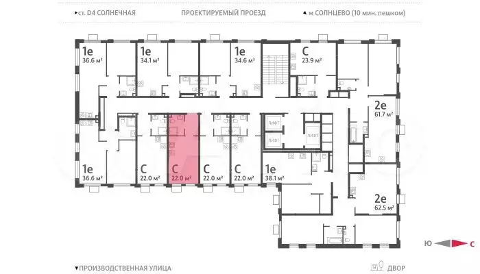 Квартира-студия, 22 м, 22/24 эт. - Фото 1