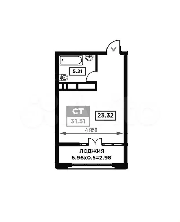 Квартира-студия, 31,5 м, 5/21 эт. - Фото 1