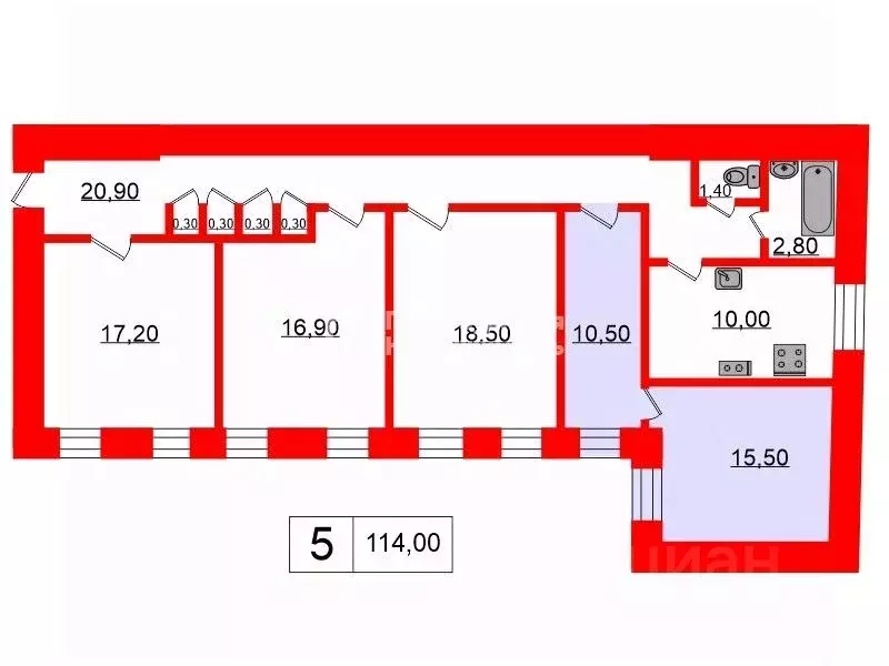 Комната Санкт-Петербург 7-я Красноармейская ул., 20 (26.0 м) - Фото 2