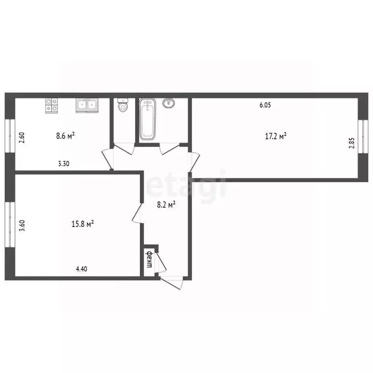 2-к кв. Ямало-Ненецкий АО, Ноябрьск Транспортная ул., 18 (54.0 м) - Фото 2