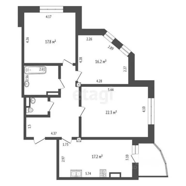 3-к кв. Омская область, Омск пос. Биофабрика, 1/1 (97.3 м) - Фото 1