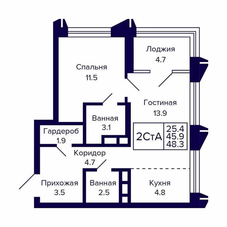 2-комнатная квартира: Новосибирск, Красносельская улица (48.3 м) - Фото 0