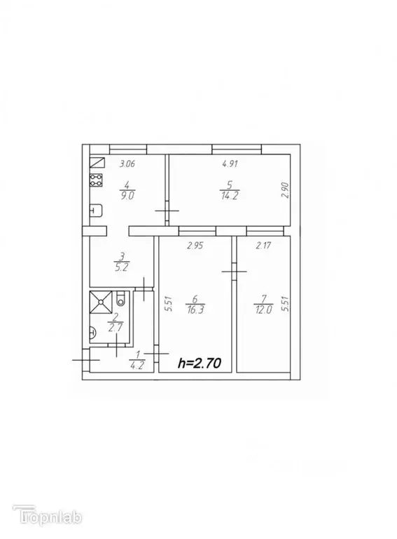 3-к кв. Кабардино-Балкария, Нальчик ул. Головко (63.0 м) - Фото 2