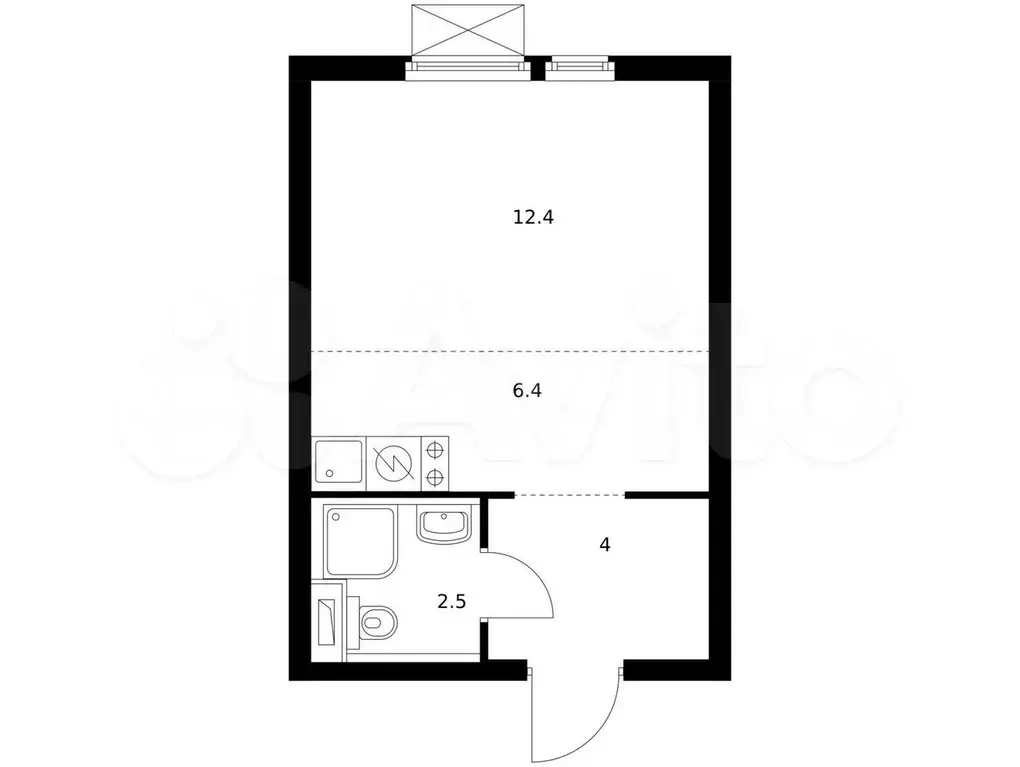 Квартира-студия, 25,3 м, 4/25 эт. - Фото 0