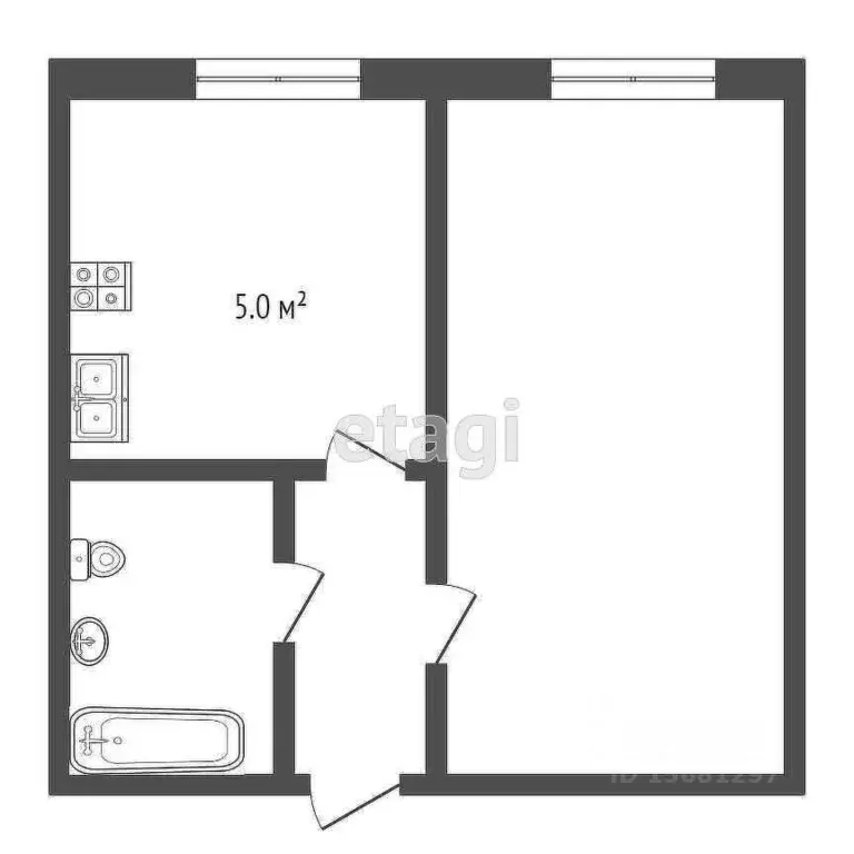 1-к кв. Коми, Усинск Парковая ул., 5А (28.0 м) - Фото 0