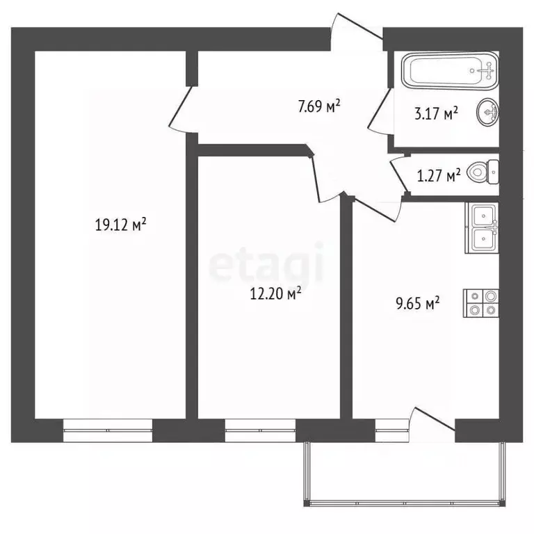 2-к кв. Ярославская область, Ярославский муниципальный округ, пос. ... - Фото 2