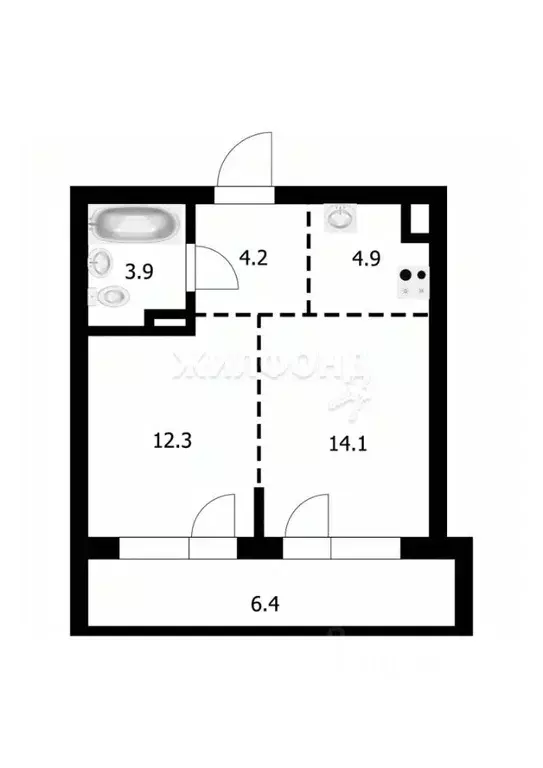 2-к кв. Новосибирская область, Новосибирск ул. Коминтерна, 1с (39.4 м) - Фото 0