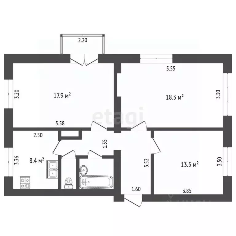 Комната Кемеровская область, Новокузнецк ул. Метелкина, 1 (13.5 м) - Фото 2