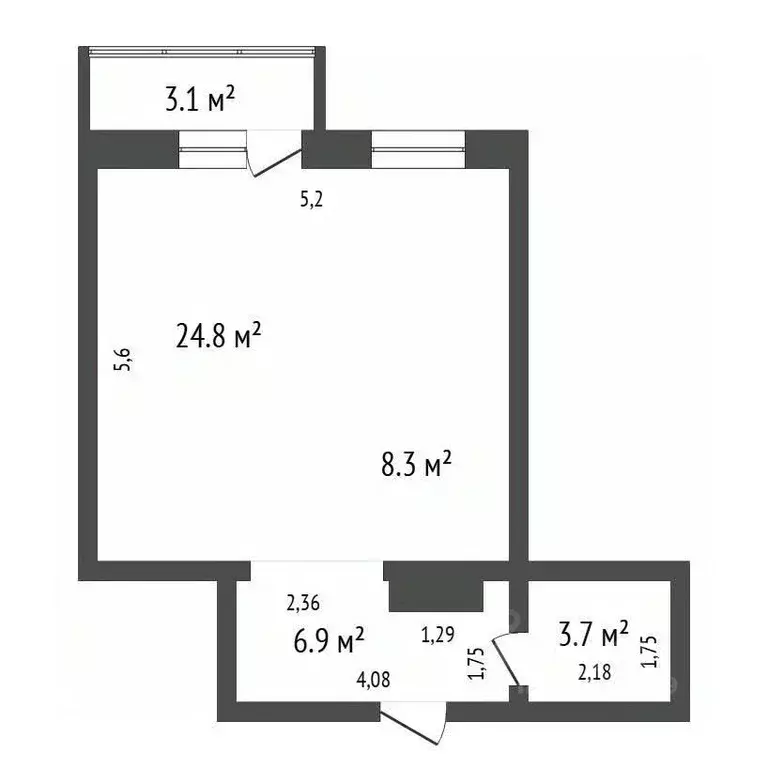 Студия Иркутская область, Иркутск Байкальская ул., 289/1 (43.7 м) - Фото 2