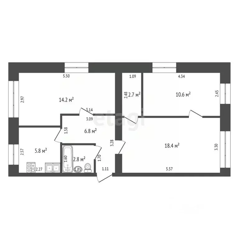 3-к кв. Саха (Якутия), Якутск ул. Федора Попова, 14/1 (61.3 м) - Фото 2